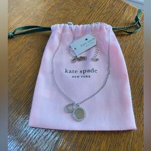 Kate Spade New York “Spot the Spade Pave” Charm Pendant Necklace w/pink bag NWT